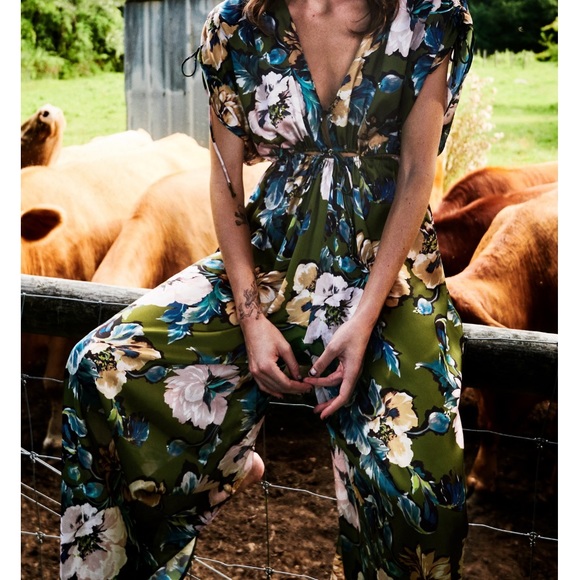 Zara floral printed satin effect cut out jumpsuit - Picture 3 of 4